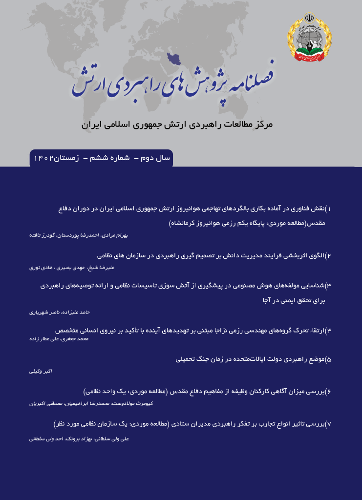 پژوهش های راهبردی ارتش - زمستان 1402، سال دوم - شماره 6