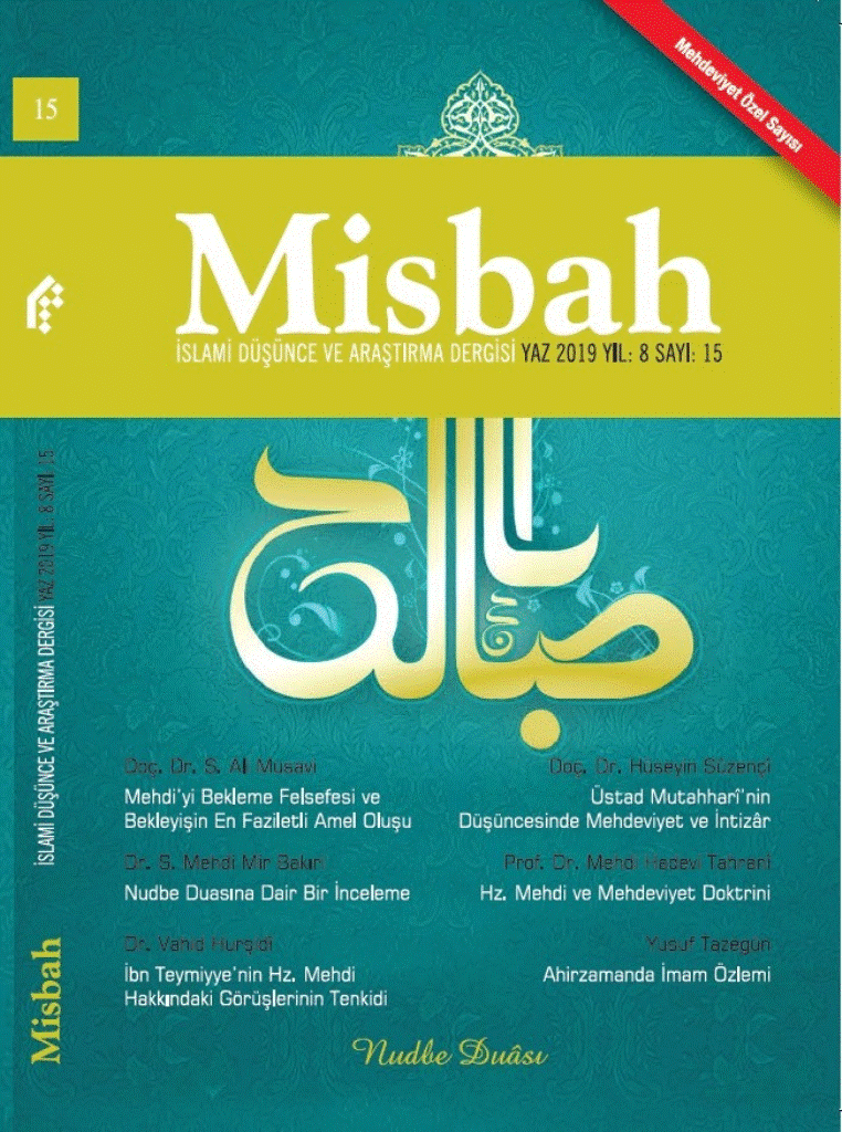 MİSBAH Çağdaş Din Çalışmaları Dergisi - Winter  and Spring 2019, Volume 8 - Number 15