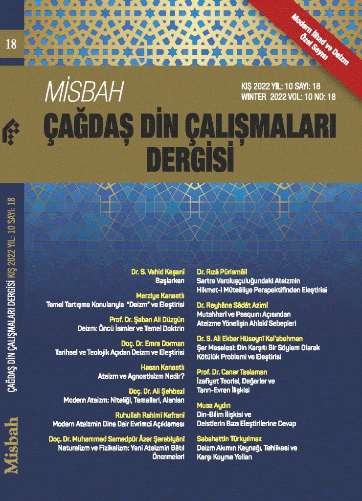 MİSBAH Çağdaş Din Çalışmaları Dergisi - Winter  and Spring 2023, Volume 10 -  Number 19