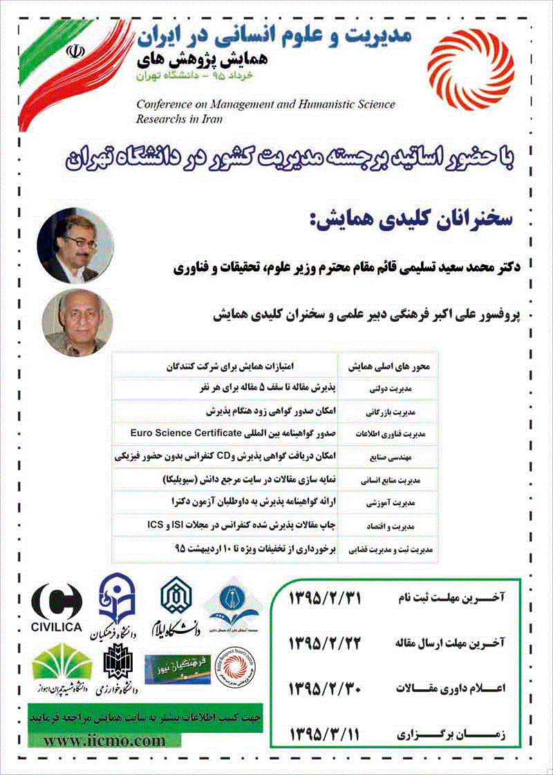همایش پژوهش های مدیریت و علوم انسانی در ایران - مجموعه مقالات اولین همایش ملی پژوهش های مدیریت و علوم انسانی در ایران