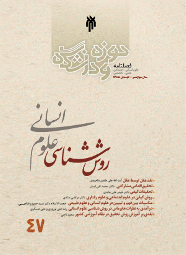 روش شناسی علوم انسانی - تابستان 1385 - شماره 47