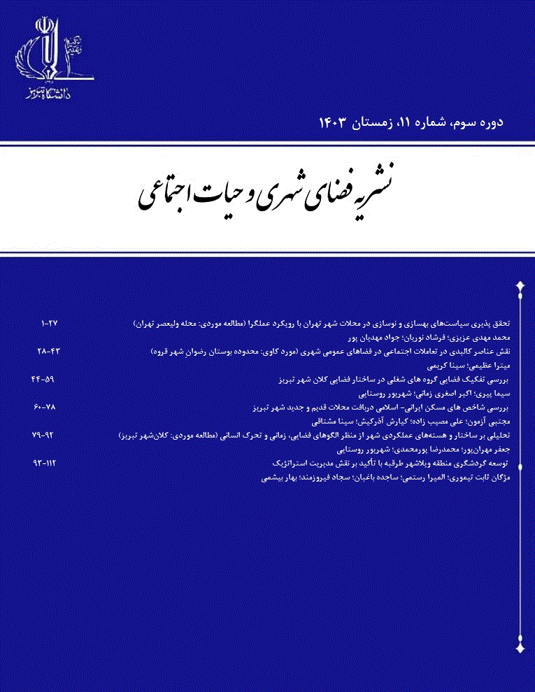 فضای شهری و حیات اجتماعی - بهار 1405 -  شماره 15